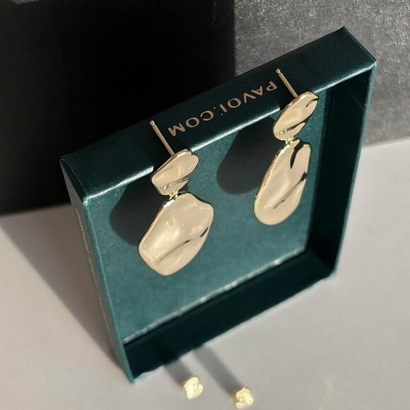 14k Gold Plated White Gold 925 Sterling Silver Drop Dangle Earrings - Picture 3 of 11